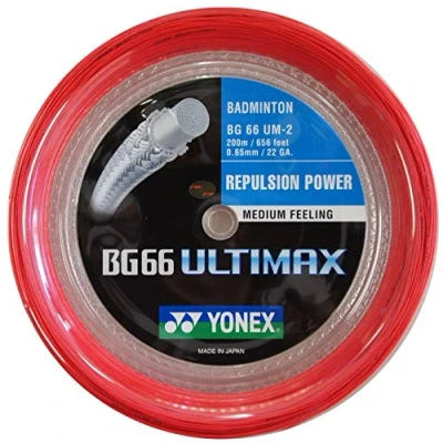 Image of YONEX BG66 Ultimax Badminton String 200m Reel, Color Red