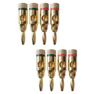 Image of AudioPro Gold Plated 4mm Banana Plugs Pack of 8 4x Red &amp; Black for Speaker/Amplifier Cable
