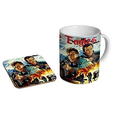 Image of mugmart Where Eagles Dare Classic Ceramic Tea Coffee Mug + Coaster Gift Set