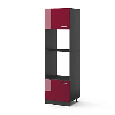 Image of Vicco Microwave cabinet Raul, Bordeaux High Gloss/Anthracite, 60 cm