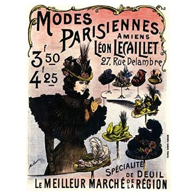 Image of Wee Blue Coo Advertising Parisian Fashion Retro Hat Art Print Poster Wall Decor 12X16 Inch
