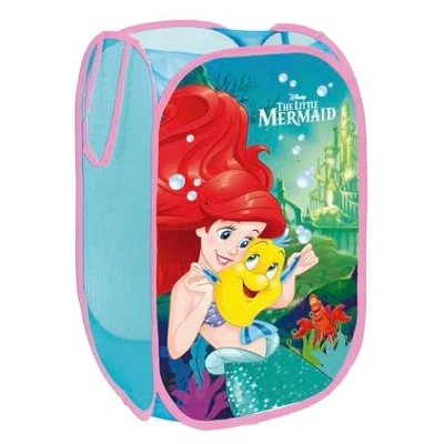 Image of Superdiver Foldable Children&#039;s Fabric Basket with Handles Disney Ariel The Little Mermaid I Cubes Organizer for Clothes and Toys 58x36x36 Room Container Girls Bedroom Baby