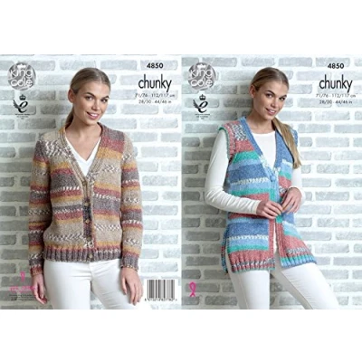 Image of King Cole 4850 Knitting Pattern Womens Cardigan and Waistcoat in Drifter Chunky