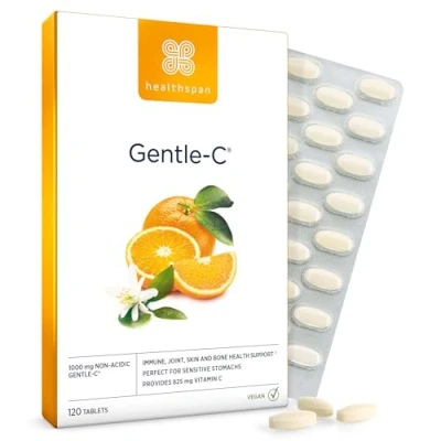 Image of Healthspan Gentle Vitamin C 1,000mg 120 Tablets 1,000% NRV Stomach Friendly Calcium Ascorbate Immune &amp; Joint Health Vegan