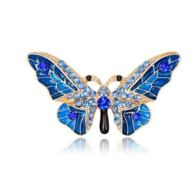 Image of LISADORE Crystal Butterfly Brooch Pin Rhinestone Inlay Alloy Enamel Insect Pins for Women Clothing Accessories Jewelry Gifts