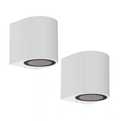 Image of ledscom.de 2 x ALSE Wall Light for Outdoors, IP54, Downlight, matt White, Round, 1x GU10 max. 35W