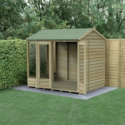 Image of 8&#039; x 6&#039; Forest 4Life 25yr Guarantee Double Door Reverse Apex Summer House (2.42m 1.99m)