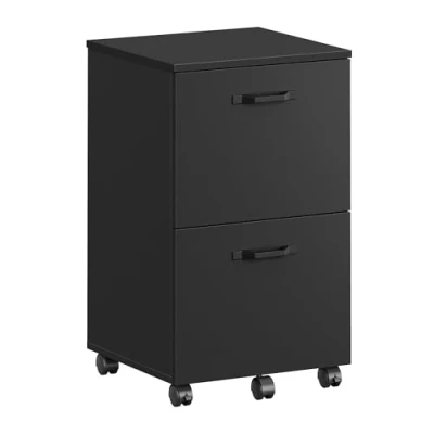 Image of VASAGLE 2 Drawer Filing Cabinet, Mobile File Cabinet for Home Office, Small Rolling Printer Stand, A4, Letter Size Files, Hanging Folders, Matte Black OFC040B16