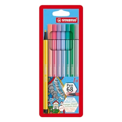 Image of Premium Fibre Tip Pen STABILO 68 Pack of 8 Pastel Colours