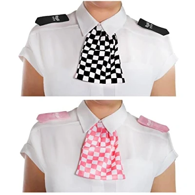 Image of PINK POLICE WPC EPAULETTES AND CHECKERED SCARF SET GREAT FOR COPS ROBBERS FANCY DRESS PARTY ACCESSORY