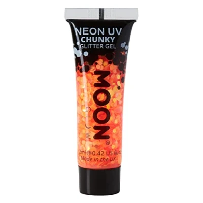 Image of Neon UV Face &amp; Body Chunky Glitter Gel 12ml Orange