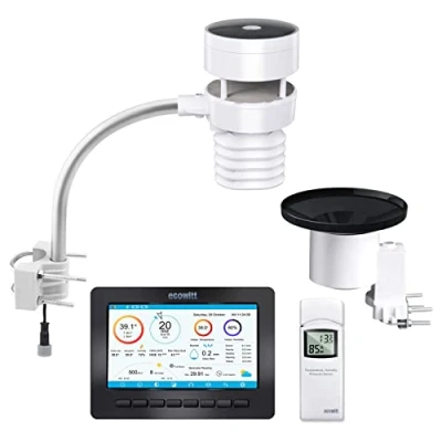 Image of ECOWITT Wireless Weather Stations, Large Display Wi Fi Outdoor Station with Ultrasonic Anemometer Sensor Package and Self Emptying Rain Gauge for Home Farm 868MHZ