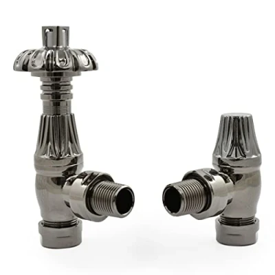 Image of Hot Flow Lincoln Traditional Thermostatic Radiator Valve Angled TRV (Black Nickel)