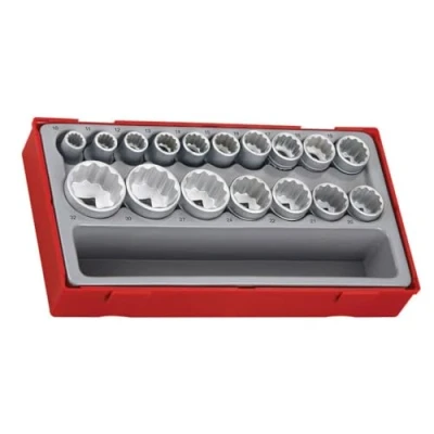 Image of Teng TT1217 40575 1/2 inch Reg Metric 12p Socket Set Drive (17 Pieces)
