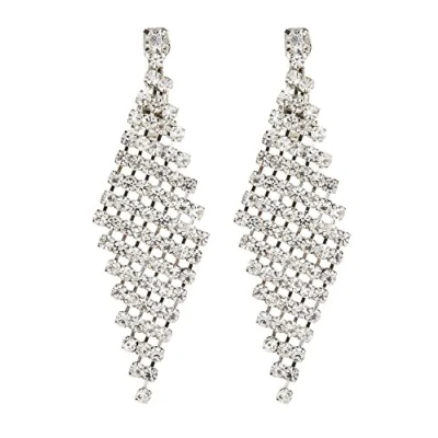 Image of Clip On Earrings Silver Plated Chandelier With Diamante Crystals Cami