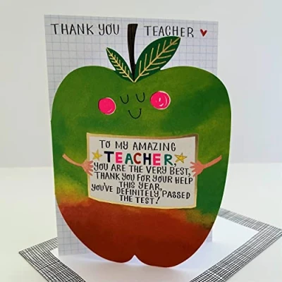 Image of Rachel Ellen Thank You Amazing Teacher Card Die Cut Apple