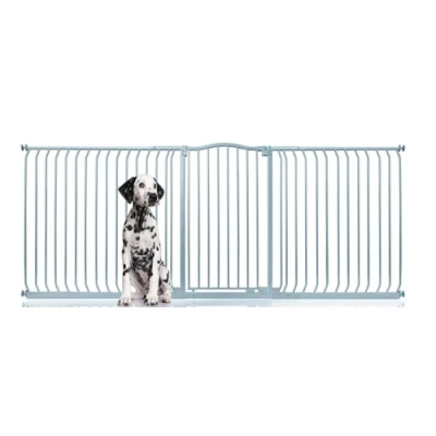 Image of Bettacare Extra Tall Curved Top Dog Gate, 234cm 243cm, Matt Grey, 100cm in Height, Pressure Fit Pet Gate for and Puppy, Barrier, Easy Installation