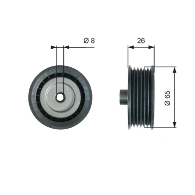 Image of 1731730, CC1Q19A216AB Idler Pulley GATES T36776 PowerGrip with grooves FORD: Transit Mk6 Van, Custom V362 Mk7 Van