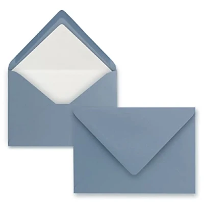Image of NEUSER PAPIER, 100 Envelopes DIN C6 Lined with White Tissue Paper g/m² 11.4 x 16.2 cm Wet Seal , Blue,Clear,Grey,White (41171 74SFW 100)