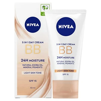 Image of NIVEA BB Cream Light (50ml, Pack of 3), 5 in 1 Moisturiser with Bio Jojoba Oil and Minerals, 24 Hour Effectiveness, SPF 20