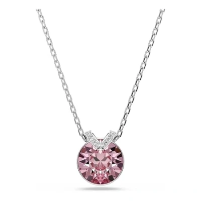 Image of Swarovski Silver Bella V Pink Round Cut Necklace