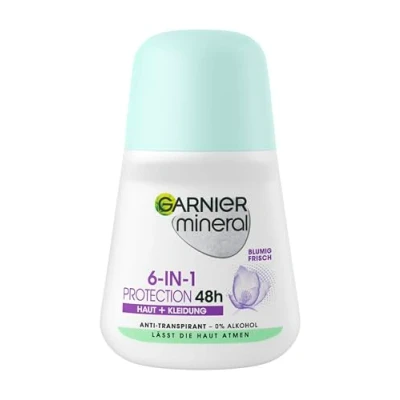 Image of Garnier Mineral Deodorant Bluming Fresh 6in1 protection 48h skin + clothes, 1 x 50 ml