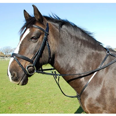 Image of Heritage English Leather Breastplate with detachable Running Martingale Blk Brn (Cob, Black)