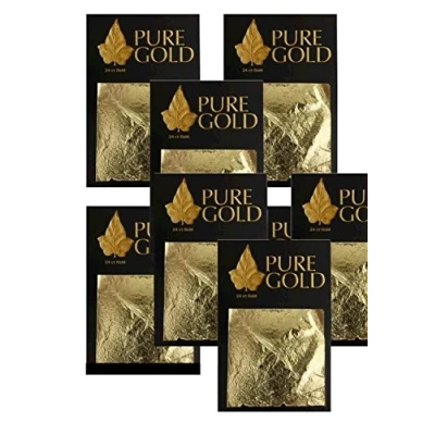 Image of 24CT Gold leaf on base Gilding 80 sheets, 4.5cm x 8 packets of 10