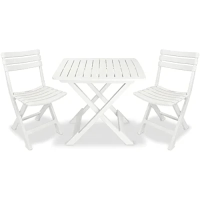 Image of URBNLIVING Portable Folding Camping Weatherproof Plastic Picnic Tray Table Garden Furniture (White)