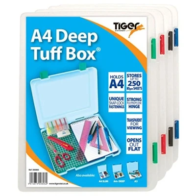 Image of Range Wholesale A4 Deep Clear Tuff Storage Box Multi Purpose Organiser Utility File (x12)