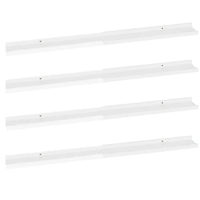 Image of vidaXL Wall Mounted Shelves in High Gloss White, Set of 4, Versatile Decorative Storage and Display Unit for Home &amp; Office, Easy to Clean MDF Material