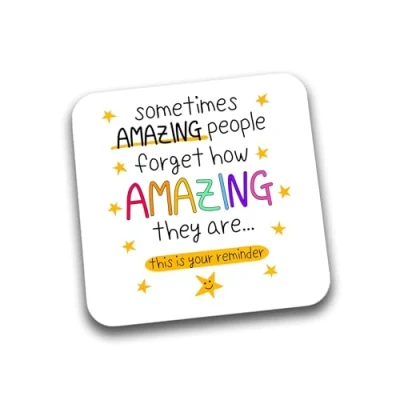 Image of Rib Ticklerz Funny Friendship Gift Sometimes Amazing People Forget How They Are Mug Coaster Positivity Pick Me Up Thank You For Best Friend DC324