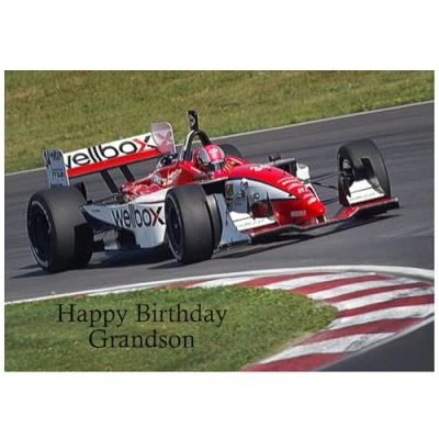 Image of Beebooh Indy racing car Grandson birthday card