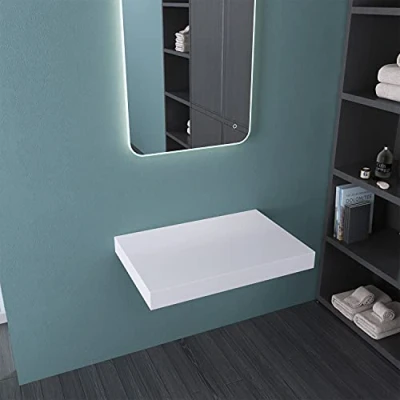 Image of Durovin Bathrooms Wall Mount Stone Resin Shelf Surface for Counter Top Basin 750mm x 420mm (WXD)