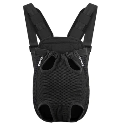 Image of Pet Carrier Backpack Adjustable Front Cat Dog Wide Straps Travel Bag Legs Out Easy Fit For Traveling Hiking Camping (Black, S)