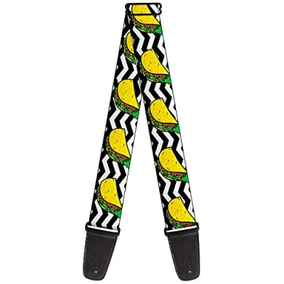 Image of Buckle Down GS W32096 Guitar Strap Taco/Chevron Black/White 2&quot; Wide 29 54&quot; Length