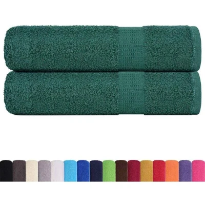 Image of vidaXL Shower Towels 2 pcs Green 70x140 cm 360 gsm 100% Cotton