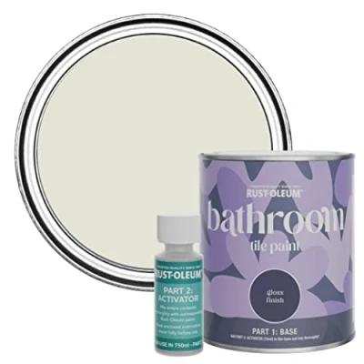 Image of Rust Oleum Beige Water Resistant Bathroom Tile Paint in Gloss Finish Portland Stone 750ml