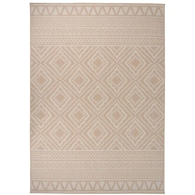 Image of vidaXL Outdoor Flatweave Rug 120x170 cm Brown Stripes