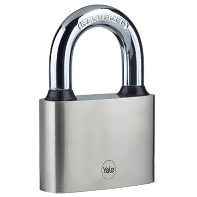 Image of Yale Y112/70/137/1 Iron Disc Padlock 70mm Nickel Plated Hardened Steel Shackle Extreme Corrosion Resistance for Outdoor use