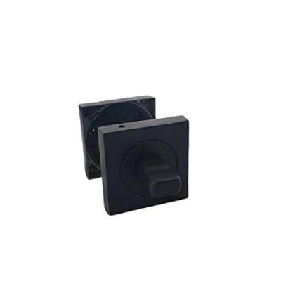 Image of Matt Black Turn &amp; Release Set for Bathroom Lock Square Backplate with Round Inner Ring Toilet Door Thumb Twist Golden Grace