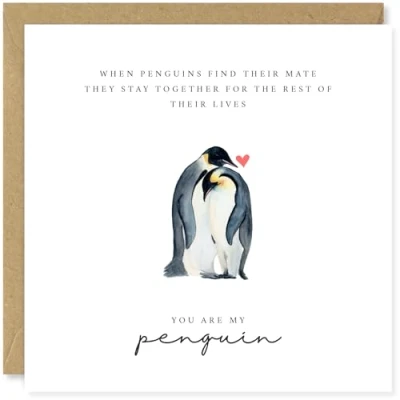Image of Beau Willows You Are My Penguin Valentines Card Cute Romantic Valentine&#039;s Day for Girlfriend Boyfriend Wife Husband Partner Friend Him Her, Anniversary Greeting Cards Fiancee