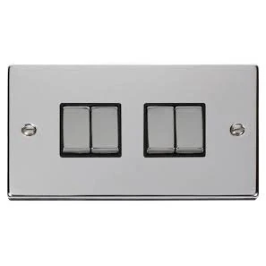 Image of Click Deco VPCH414BK Polished Chrome 4G 2W Switch Black Insert