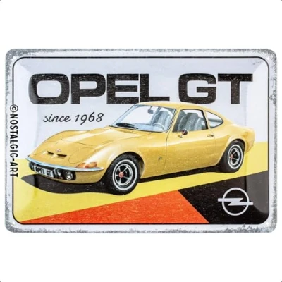 Image of Nostalgic Art Opel GT Since 1968 Gift Idea for Car Accessories Fans, Metal, Vintage Design, tin Signs Sayings, 20 x 30 cm