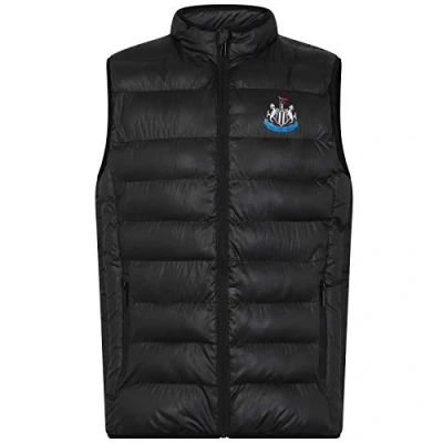 Image of Newcastle United FC Official Gift Mens Padded Body Warmer Gilet Black Zip Small