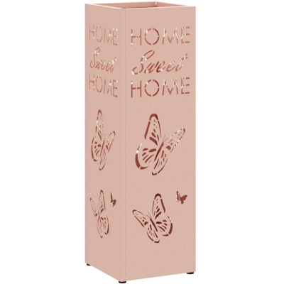 Image of vidaXL Umbrella Stand Pink Metal Medium Decorative Inlays