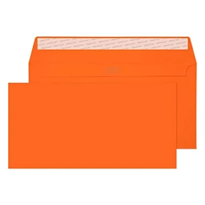 Image of Blake Creative Colour DL+ 114 x 229 mm 120 gsm Peel &amp; Seal Wallet Envelopes (205) Pumpkin Orange Pack of 500