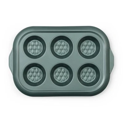 Image of Progress BW09824G2EU7 Shimmer Non Stick 6 Cup Muffin Tray Carbon Steel Cupcake Pan, Perfect for Baking Sweet &amp; Savoury Treats, Textured Base Even Heat Distribution, Oven Safe Up to 220C, Green