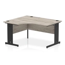 Image of Impulse 1400 LH Crescent Desk Grey Oak/Black Cable Managed Leg