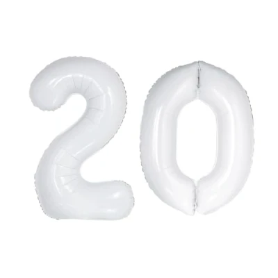 Image of White Number 20 Foil Balloon, 101cm